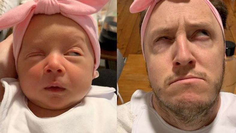 Tata kopira izraze lica bebe