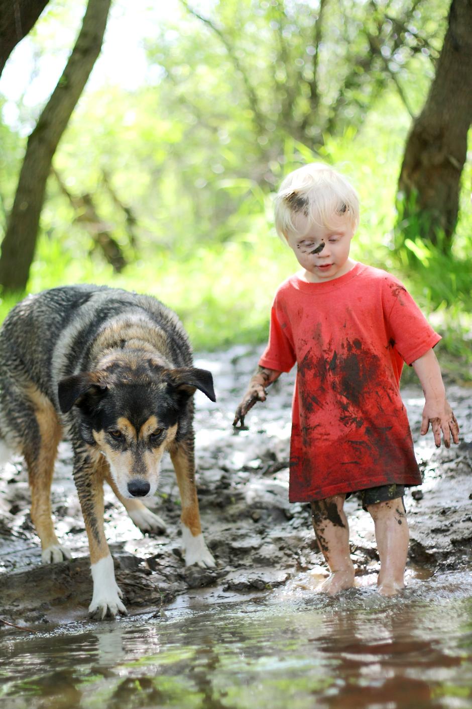 dijete, pas, igra, blato, šuma | Author: Thinkstock